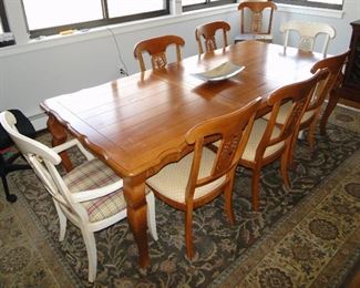 Ethan Allen Dining room table with 10 chairs