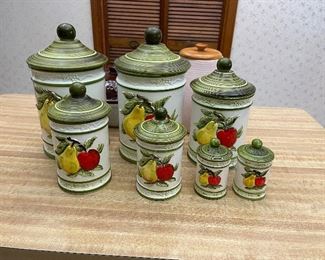 Vintage Canister Set with Salt and Pepper