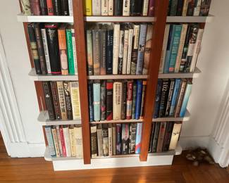 Custom Bookshelves measure 88” tall, width varies from approximately 36” to 45”, depth varies from 7” to 13”.