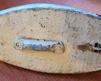 underside of antique working decoy