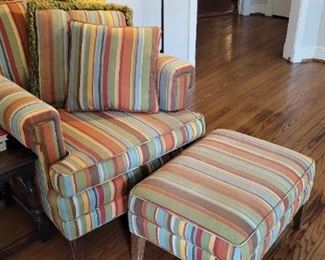 Upholstered chair and ottoman