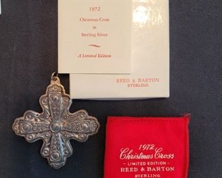 Reed and Barton 1972 Christmas Cross with original box, pouch, and Certificate of Authenticity 
