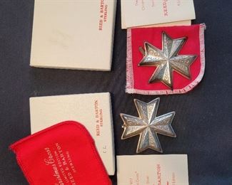 Reed and Barton 1977 Christmas Cross,  two, with original box, pouch, and Certificate of Authenticity 