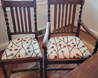 Captain's Chairs-2 and side chairs-3, sold separately, with drop seats, match the dining table