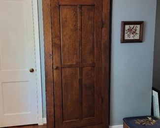Antique pine armoire with hanging rod