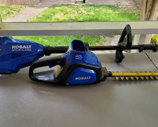 Kobalt battery powered hedge trimmer and edger
