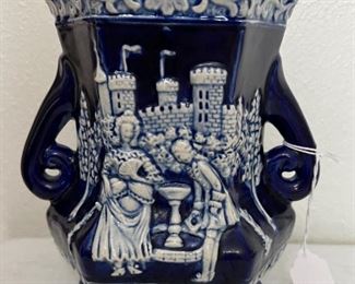 Antique Royal Blue/White Castle Scene Vase. Dimensions: 8.5" H x 7.5" W                                                        $40 or Best Offer. 