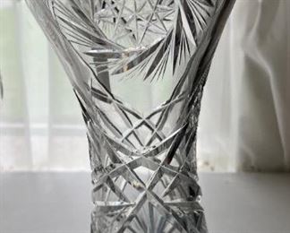 Heavy Cut Crystal Vase. Dimensions: 12"H
Base: 4.5"
Opening: 4 3/4"                                                                                   $65 or Best Offer. 