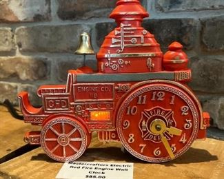 Mastercrafters Electric Red Fire Engine Wall Clock.    $85 or Best Offer. 