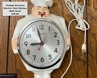 Vintage Sessions Electric Chef Kitchen Wall Clock.      $30 or Best Offer.