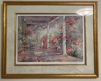 Framed Plantation Porch Scene Art Piece. In person pick up only.  Dimensions: 27" H x 33.5" W.                                 $125 or Best Offer. 