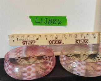 LIJ006 Antique Rare Pattern Cranberry Opalescent Glass Stripe And Coin Dot Pattern Berry Bowl Set