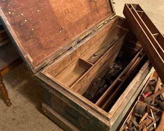 Old trunk and tools