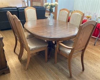 Dining Room Laminated Top Table Set w/ Protected Covered Cloth Chairs
