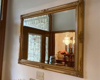 Large Antique Gold Formal Bevel Mirror