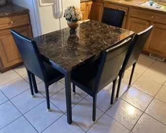 4 Chair Kitchenette Set Faux Marble Top