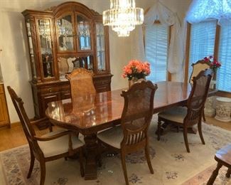 Art Van Formal Dining Table & 6 Chairs Set and China Cabinet