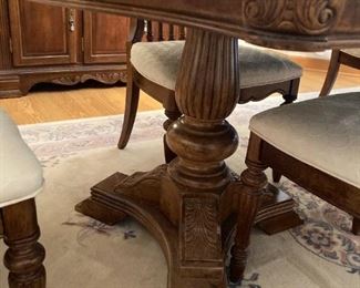 Table Has Detailed Double Pedestal Base and A Beautiful Classic Edge