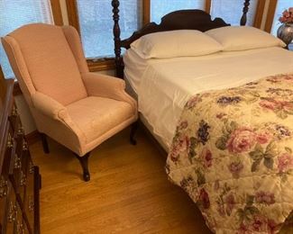 Wing Back Coral Upholster Chair