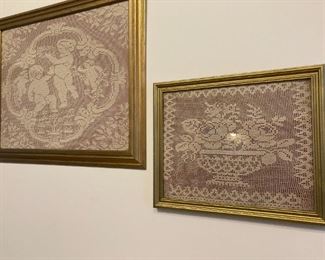 Amazing Handmade Vintage Crochet Fine Needle Framed Art