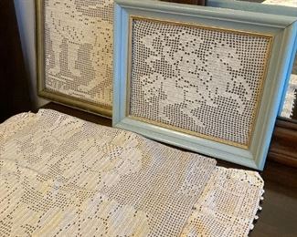 Amazing Handmade Vintage Crochet Fine Needle Framed Art