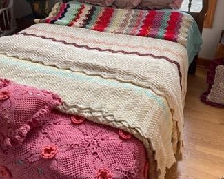 Assorted Pattern Designed Crocheted Coverlets And Blankets