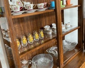 Beautiful Vintage Crystal Decorative Serving Bowls, Set Of Italian Sunflower Juice Glasses, Assorted Vintage Tea Sets