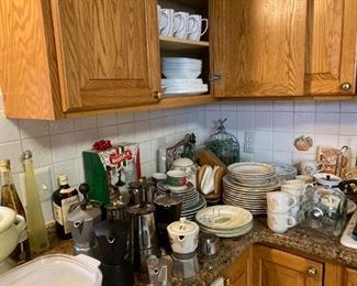 Bake Wares, Variety Of Sizes And Brands Of Espresso Stove Top Makers, Assortment Of Stoneware, Corelle Sets And Many More Kitchen Wares