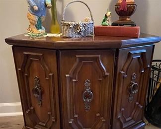 small walnut console cabinet, Easter decor