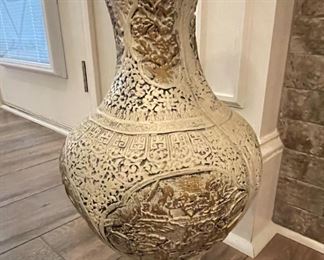 large plaster Asian vase