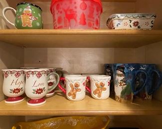 Christmas mugs & serving pieces