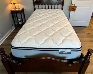 antique ornate twin bed with new mattress