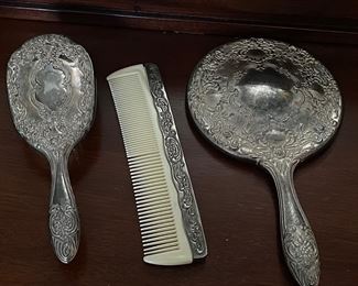 silverplate vanity set