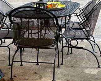 outdoor iron table with 6 chairs