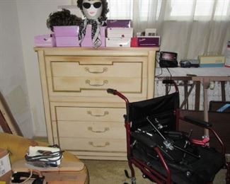 Pawley dresser with wig collection