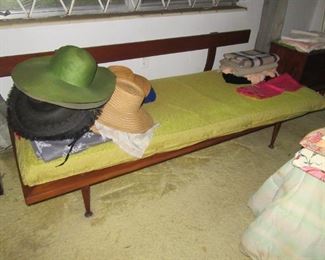 Pawley hats and mid century bench