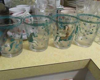 Pawley set of 4 glasses with turquoise