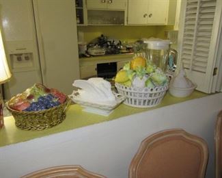 Pawley milk glass at kitchen entrance