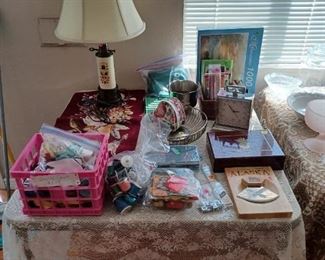 Sewing, games, collectibles, needlework, & lamp
