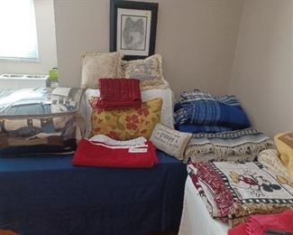 Comforter, pillows, & blankets