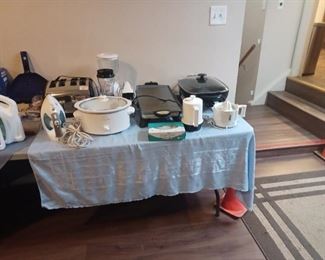 Kitchen electric  appliances-grill,  large electric  skillet, 4 hole toaster, croc pot, and more
