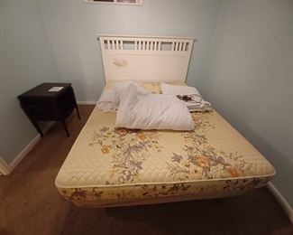 Another q sz bed and white  head board-$25.00. heated mattress pads 