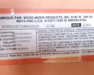 Label on Wood Mizer  Saw Mill 