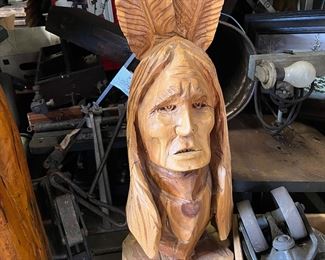 Handcarved wood indian 