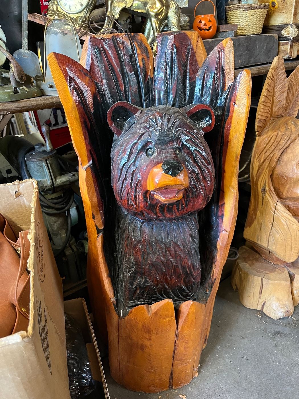 Handcarved wood bear