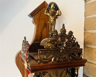 Wall Mount Grandfather Style Clock - Made In Holland. Excellent working condition 