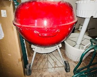 Retro Red Weber Charcoal Barbecue Grill 