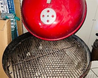 Red weber charcoal grill