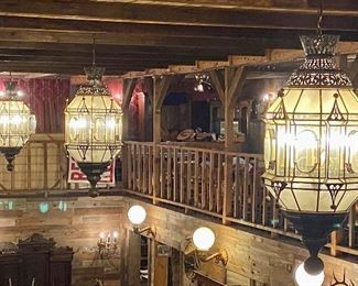 3 large Beautiful vintage lanterns that came out of a Houston Hotel. The Hotel is unknown. 