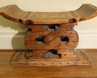 Wood Carved Wisdom Stool